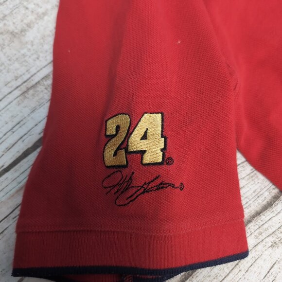 Vintage Chase Authentics Dupont Motorsports Jeff Gordon 24 Red Polo Men Medium - Picture 3 of 8